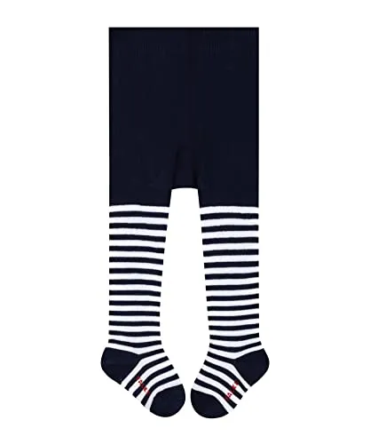 FALKE Unisex Baby Strumpfhose Stripe B Ti Baumwolle gemustert 1 Stück, Blau Marine 6120, 74-80