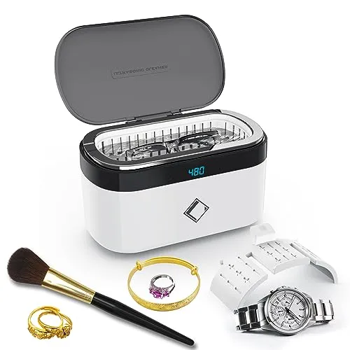 LifeBasis Ultraschallreinigungsgerät 500ml - 42KHz Touchscreen für Schmuck und Brillen - Labor-Reinigungsartikel mit 360° Tiefenreinigung durch 42KHz Ultraschall und 5 Zeiteinstellungen für optimale Reinigungsergebnisse.