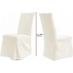 TexDeko Universal Stuhlhusse Modell Paris - Creme, waschbar und strapazierfähig - Elegante Stuhlhusse für hohe Lehnen bis 100cm, ideal für Events. Aus 100% pflegeleichtem Polyester, knitterarm und langlebig. Perfekt für einen schönen und professionellen Auftritt.