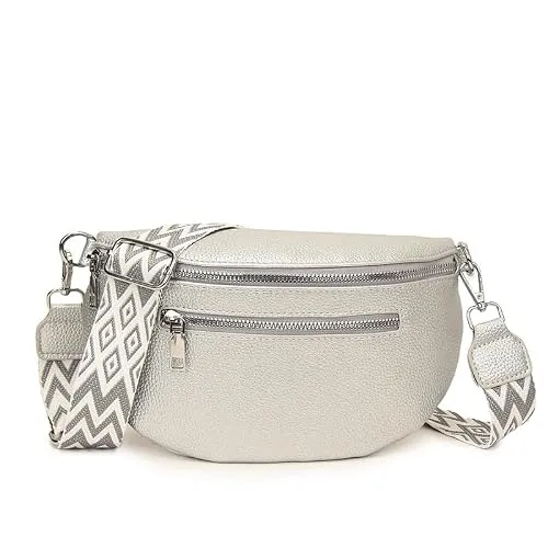 pilyero Crossbody Bag Damen, Umhängetasche Damen, Bauchtasche Damen, Geometrisches Schulterriemen-Design, Vielseitige kleine Umhängetasche für Freizeit, Reisen