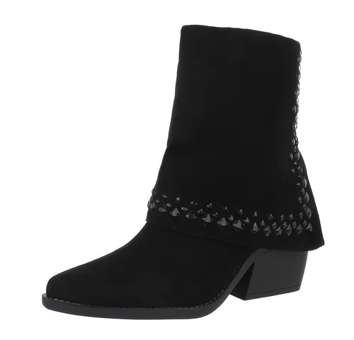 Ital-Design Damen Cowboyboots Westernstiefelette (87451955) in Schwarz - Stylische Westernstiefeletten mit Blockabsatz für einen modischen Auftritt. Komfortabel und vielseitig kombinierbar – ideal für jeden Anlass.