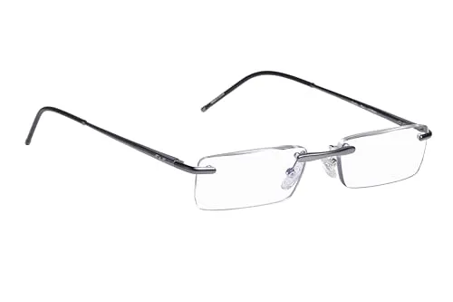 Edison & King Randlose Lesebrille Clarity – EIN Schmuckstück mit Premiumgläsern inkl, Blaufilter (Anthrazit, +1,75 dpt)