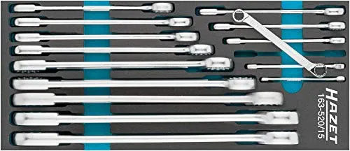 HAZET Doppel-Ringschlüssel-Satz 163-520/15 - Werkzeug-Sets mit HAZET-Safety-Insert-System (SIS) für optimale Passform und Sicherheit, ideal für professionelle Anwendungen.