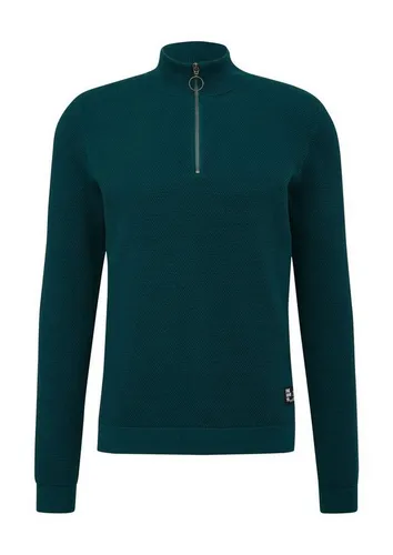 QS Stehkragenpullover Casual (1-tlg) Struktur-Strick, Stehkragen, Reißverschluss, Logo XL (52/54)