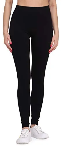 Bellivalini Leggings Damen aus Viskose Ganzjährig Bequeme Bekleidung Damen für tägliches Tragen oder Sport BLV50-147 (Schwarz, XL)