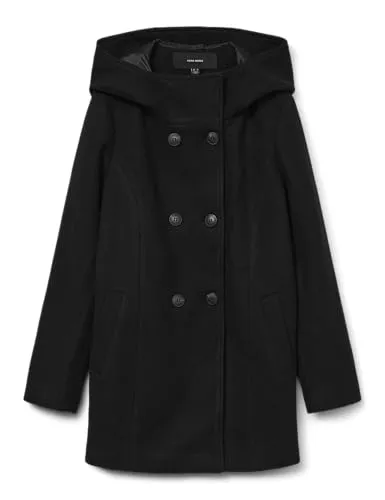 Vero Moda Funktionsmantel Fortune schwarz L (40) - Funktionsjacken aus 50% recyceltem Polyester, ideal für umweltbewusste Modebewusste. Mit Kapuze und Knopfverschluss bietet dieser Mantel optimalen Schutz und Stil.
