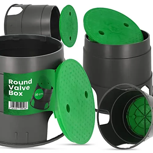 Instalguru Ventilkasten Bewässerung Mit Deckel Ventilbox Garten Runder Schacht 30cm Tropfbewässerung Ventilkammer Beregnungsventilkasten Hydrantenschutzgehäuse Bewässerungsanlage