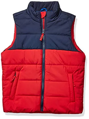 Amazon Essentials Jungen Daunenweste Als Schwere Oberbekleidung, Marineblau Rot Farbblock, 11-12 Jahre