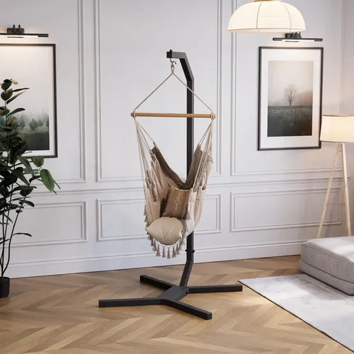 QLS Hängesessel Gestell aus Stahl, 203 cm – Stabil bis 100 kg - Hängemattengestelle mit elegantem Design, wetterfest und rostfrei. Robuste Stahlkonstruktion für hohe Stabilität und Belastbarkeit – ideal für Garten, Terrasse oder Balkon.