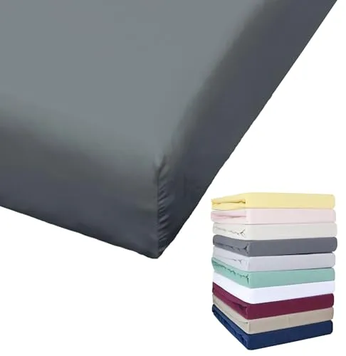 Bierbaum Jersey Spannbettlaken 27cm Steghöhe 90x190-100x200 / 140-160x200 / 180-200x200 cm Grau Gelb Weiß Grün Blau, Farbe:Dunkelgrau, Größe:180x200cm Spannbettlaken