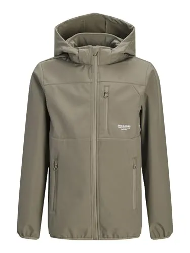 JACK & JONES Boy Softshell Jacke Junior - Bequeme Softshell Jacke für Jungen mit Kapuze, ideal für wechselhaftes Wetter. Hergestellt aus strapazierfähigem Polyester für hohen Tragekomfort.