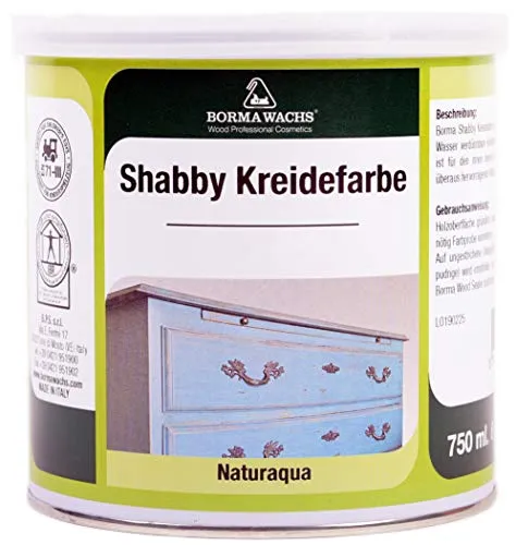 BORMA WACHS Shabby Chic Möbel Kreidefarbe matt Landhaus Stil Vintage Look 750ml (HELLGRAU - 100)
