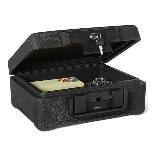 Amazon Basics Dokumentenkassette Feuer- und Wasserfest mit Schlüsselschloss, 6,2L