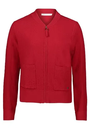 BETTY & CO Damen Strick-Cardigan mit Reißverschluss - Strickjacke in Dunkelrot, lässig geschnitten mit praktischen aufgesetzten Taschen und Reißverschluss – ideal für trendige Freizeitlooks.