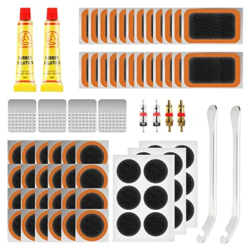 Sinofort Flickzeug Fahrrad 78 Stück Fahrrad Flickzeug Quadrat Fahrrad Flickzeug Set Kreisförmig Fahrradflickenzeug Mit Fahrradreifen Reparaturset für Fahrrad Motorrad Geländewagen