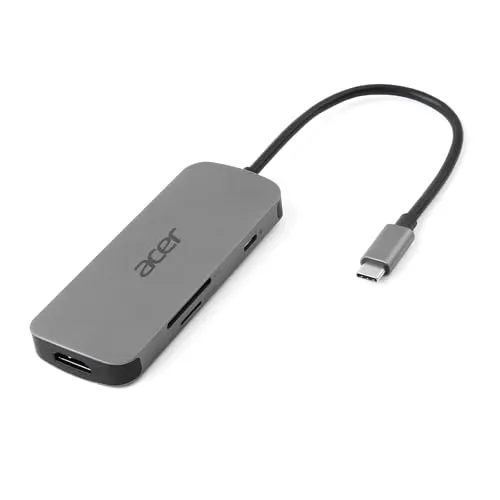 Acer 7-in-1 Mini Dock - USB Type-C Hub für alle Geräte - USB-Hub mit 1xUSB Type-C, 3xUSB 3.0, HDMI und SD Card Reader, ideal für Büro und Home-Office. Unterstützt 100W Power Delivery und 4K Videoausgabe für maximale Flexibilität.