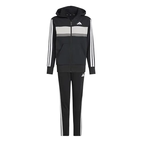 adidas Unisex Kinder SEASONAL ESSENTIALS TIBERIO FLEECE TRACKSUIT - Trainingsbekleidung aus 70 % recyceltem Material, mit durchgehendem Reißverschluss und Kapuze für optimalen Tragekomfort.