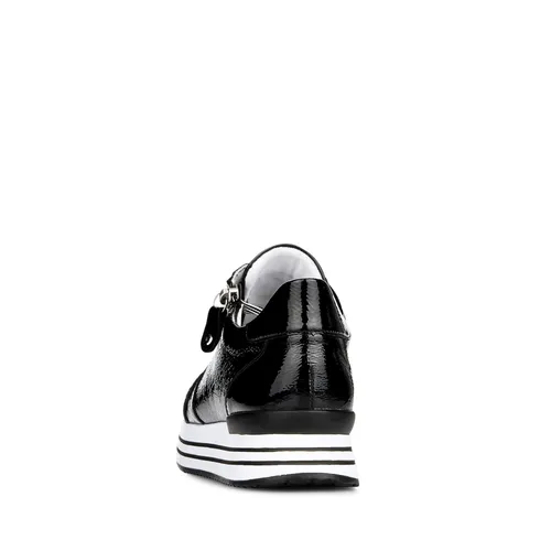 Plateausneaker REMONTE Damen Gr. 40 schwarz - Sportliche Plateausneaker aus glänzendem Lackleder mit gepolstertem Schaftrand und herausnehmbaren Softfußbett für optimalen Komfort.