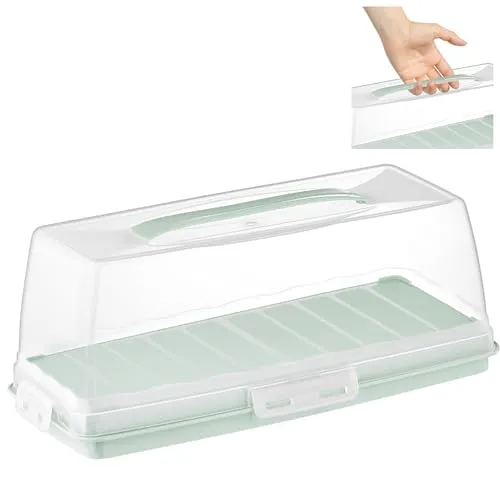 uandu Kuchen Transportbox Rechteckig, Tortentransportbox mit Haube und Griff. Box mit Deckel, Aufbewahrungsbox, Kuchenbehälter, Kuchenplatte, BPA Frei Tortenbehälter, Tortenbox, Tortenteller