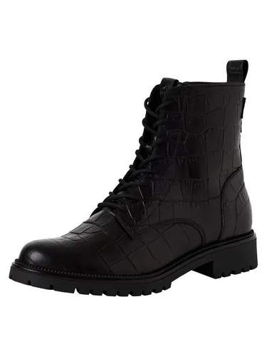 Tamaris M2540243 Schnürstiefel schwarz 40 EU - Wanderschuhe in stilvollem BLACK CROCO-Design, perfekt für Outdoor-Abenteuer und modische Akzente.