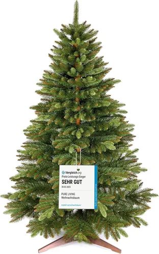 XYZ-Kunsttannenbaum Modell 150 mit Holzständer - Kunsttannenbaum für festliche Dekoration, inklusive praktischem Holzständer und Tragetasche für einfachen Transport und Lagerung.