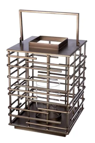 Casablanca by Gilde Kerzenlaterne Loft - Elegante Laterne aus Metall mit Glaseinsatz, ideal für stimmungsvolle Weihnachtsdeko und als Kerzenhalter, Maße: 26 cm x 46,5 cm x 26 cm.