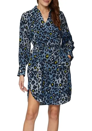 s.Oliver Hemdblusenkleid aus Viskosemix – Leichtes Freizeitkleid in Hellblau - Freizeitkleider für Damen, fließendes Design mit Strukturmuster, reguläre Passform, langärmlig mit Manschetten und praktischer Eingrifftasche.