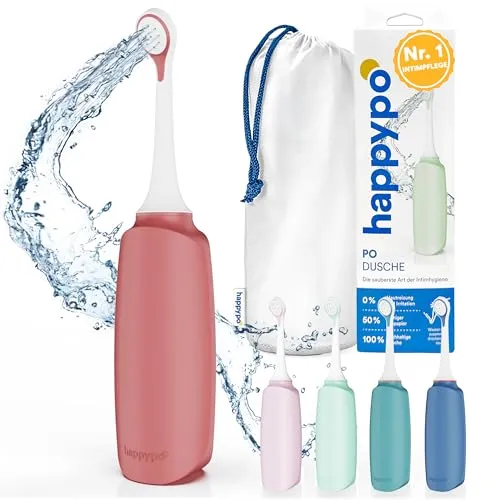 HappyPo – Po Dusche mit Aufbewahrungstasche – Tragbares Bidet für hygienische Erfrischung – Rot