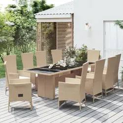 The Living Store 11-tlg. Garten-Essgruppe Beige mit Kissen