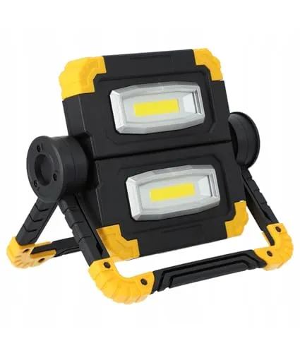 Akku-LED-Baustrahler 20W, 600LM – superheller Arbeitsstrahler mit Ständer, verstellbar, tragbar, wasserdicht und wiederaufladbar – ideale Arbeitsleuchte für Werkstatt, Powerbank-Funktion. (20W 600lm)