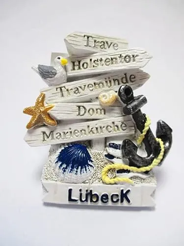 Magnet Lübeck Wegweiser Holstentor Anker Möwe Souvenir Poly Germany