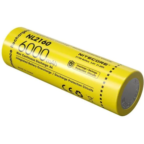 Nitecore Akku NL2160, 6000 mAh Li-Ion - Akkus für leistungsstarke Geräte, extrem geringe Selbstentladung und 3-fach Schutz vor Überspannung, Kurzschluss und Tiefentladung