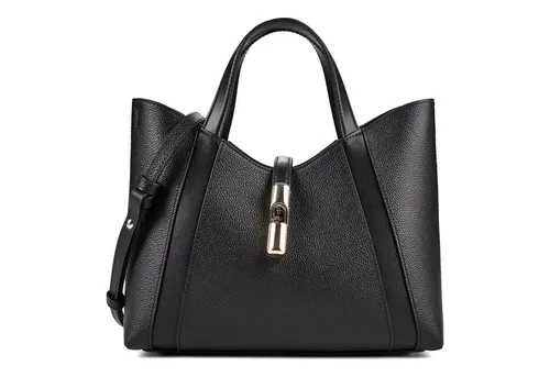 Furla Goccia Shopper Tasche S Leder 28 cm grau TAS082059 - Stilvolle Furla Goccia Shoppertasche aus hochwertigem Leder, ideal für den Alltag. Mit verstellbarem Umhängeriemen und praktischem Magnetverschluss bietet sie Funktionalität und elegantes Design in einem.