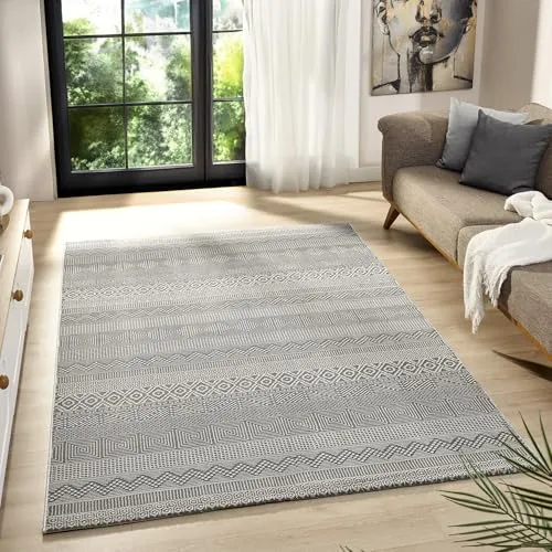 VIMODA Teppich Wohnzimmer Schlafzimmer Skandinavisch Modern | Pflegeleicht | Qualitativ Hochwertig |,Farbe:Grau;Maße:80x150 cm
