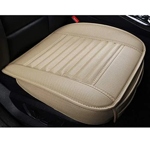 LUOLLOVE Autositzbezüg PU Leder Bambus-Kohle-atmungsaktiv kompatibel für 90% Modelle Vordersitz,1Stück (Beige 20.5 x 20.1 In)