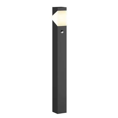 Lucande Pollerleuchte Kiran - dimmbar und modern - Lampen: Moderne Pollerleuchte aus Aluminium mit IP44-Schutz, dimmbar für individuelle Lichtatmosphäre, elegant in grafitgrau und opalweiß.