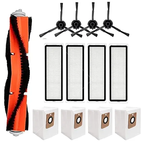 Chuancheng 13-teilige Ersatzteile für Dreame Bot Z10 Pro L10 Plus Staubsauger-Reinigungszubehör, 1 Hauptbürste, 4 Seitenbürste, 4 Hepa-Filter, 4 Staubbeutel