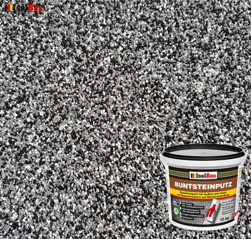 Mosaikputz Buntsteinputz BP 30 (schwarz, grau, weiss) 10 kg Fertigputz Sockelput
