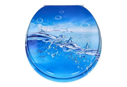 GEORGES Familien WC-Sitz - Design: Waves - Hochwertiger MDF Toilettensitz mit Absenkautomatik und stabilen Metallscharnieren. Für komfortable Nutzung und einfache Reinigung, ideal für jedes Badezimmer.