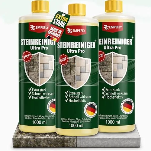 Steinreiniger Ultra Pro – Intensiver Reinigungskraft für Außenflächen (3er Pack) - Effektiver Steinreiniger für die schnelle Entfernung von Schmutz und Ablagerungen auf verschiedenen Steinoberflächen im Außenbereich. Ideal für Terrassen, Gehwege und mehr – für ein gepflegtes Aussehen ohne Hochdruckreiniger.