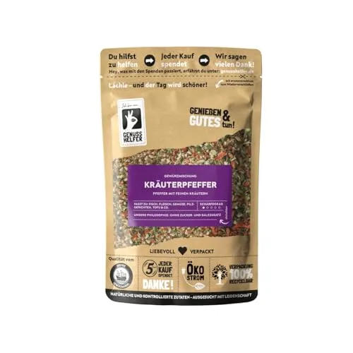 Bremer Gewürzhandel Kräuterpfeffer Gewürzmischung, geschrotet, 10 x 100g - Vielseitige Gewürzmischung mit schwarzem und weißem Pfeffer, Thymian, Rosmarin und mehr. Ideal für Marinaden, Dips und Salate. Verleihen Sie Ihren Gerichten einen aromatischen Geschmack!