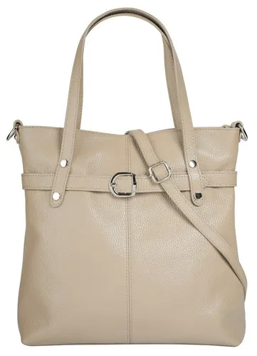 Shopper CLUTY - Beige Leder Handtasche - Elegante Handtasche aus 100% Rindleder, Made in Italy. Mit verstellbarem Schultergurt und verstärktem Boden für optimalen Komfort und Stil im Alltag.