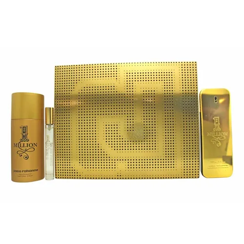 Paco Rabanne 1 Million Geschenkset 100ml EDT + 150ml Deodorant Spray + 10ml EDT - Elegantes Herrenduft Set mit 100ml Eau de Toilette und 150ml Deodorant Spray, ideal für den stilbewussten Mann. Perfektes Geschenk für jeden Anlass!