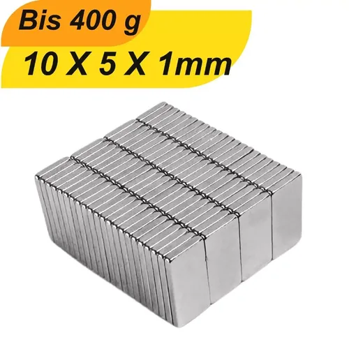 Produktbild Stuck Neodym Magnet 10x5x1 mm Supermagnete hohe Haftkraft Quadermagnet 50