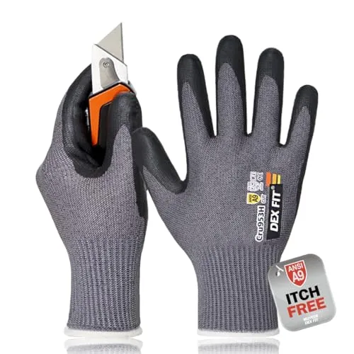 DEX FIT Level 9 Schnittfeste Handschuhe Cru953H; 3D-Komfort Fit, Hohe Fingerfertigkeit, Fester Griff, Dünn, Leicht, Touchscreen, Stahlfasern, Atmungsaktiv, Maschinenwaschbar; Grey XL (10) 1 Paar