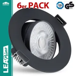 6er Set LED Einbaustrahler LEA-Prime 3W-7W Schwarz, schwenkbar - Deckenleuchten mit flexibler Lichtanpassung – Wählen Sie zwischen 3W, 5W oder 7W Leistung und schaffen Sie individuelle Lichtstimmungen mit umschaltbaren Farbtemperaturen.