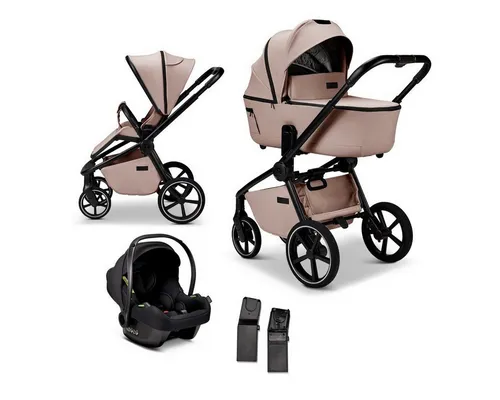 Moon Kombi-Kinderwagen Resea 2.0 3in1-Set mit Cosmo 2.0 - Kombikinderwagen mit adapterloser Höhenverstellung und XXL-Sonnendach, ideal für Familien ab Geburt bis 22 kg – Komfort und Sicherheit vereint.