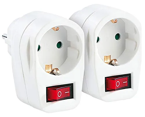revolt Stecker mit Schalter: 2er-Set Stromspar-Steckeradapter mit Netzschalter für 230-V-Geräte (Steckerschalter, Zwischenschalter Steckdose, Schaltbare Einzelsteckdose)