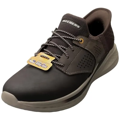 Skechers Slade Schnürer Braun - Slipper & Loafer mit Hands Free Slip-ins für müheloses Anziehen, ausgestattet mit Air-Cooled Memory Foam für herausragenden Komfort und Dämpfung.