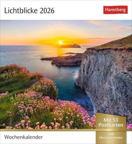 Lichtblicke Postkartenkalender 2026 - Wochenkalender mit 53 Postkarten - Freizeit, Haus & Garten. Stilvoller Tischkalender mit 53 stimmungsvollen Naturmotiven, ideal zum Aufstellen oder Aufhängen, bringt Freude in jeden Raum.
